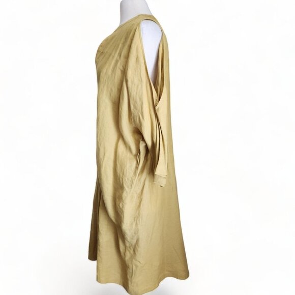CALLAS MILANO SLEEVE POCKET MIDI DRESSES Linen Kaftan Mustard Yellow OS Kaftan - Picture 6 of 14